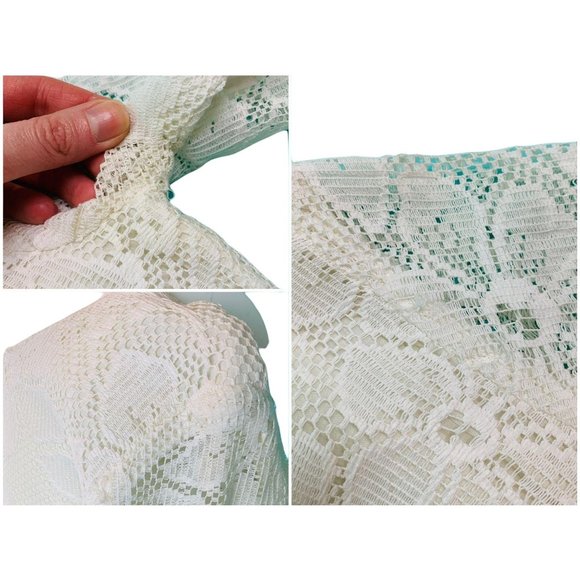Vintage 60s Lace Dress Womens Extra Small White Floral Mini Cocktail - Picture 10 of 10